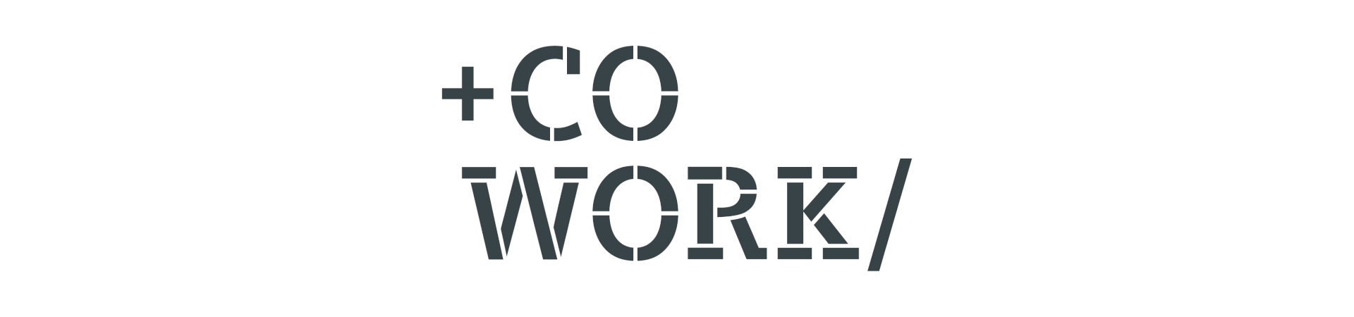 Logo +Cowork/ für Coworking Space Siemens schwarze Schrift auf weißem Hintergrund