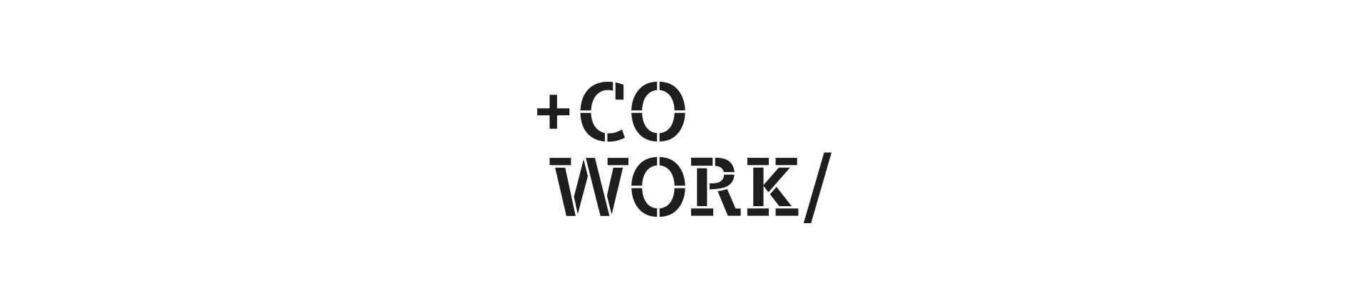 Logo +Cowork/ für Coworking Space Siemens schwarze Schrift auf weißem Hintergrund