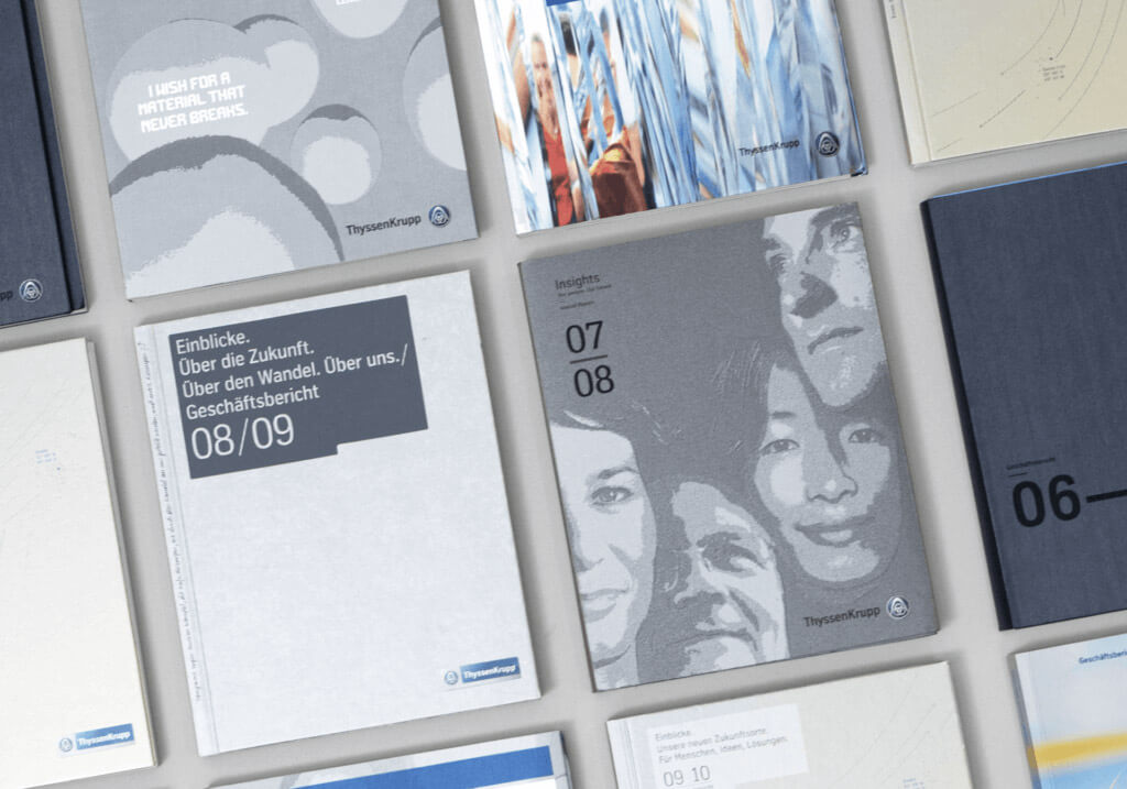 Cover von ThyssenKrupp Geschäftsberichte mit Design von haefelinger design