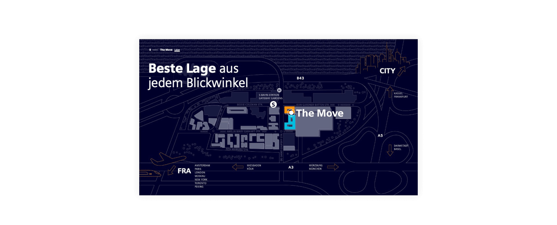 Lageplan des Gebäudekomplexes von Siemens The Move im Vermarktungsexposé von haefelinger design