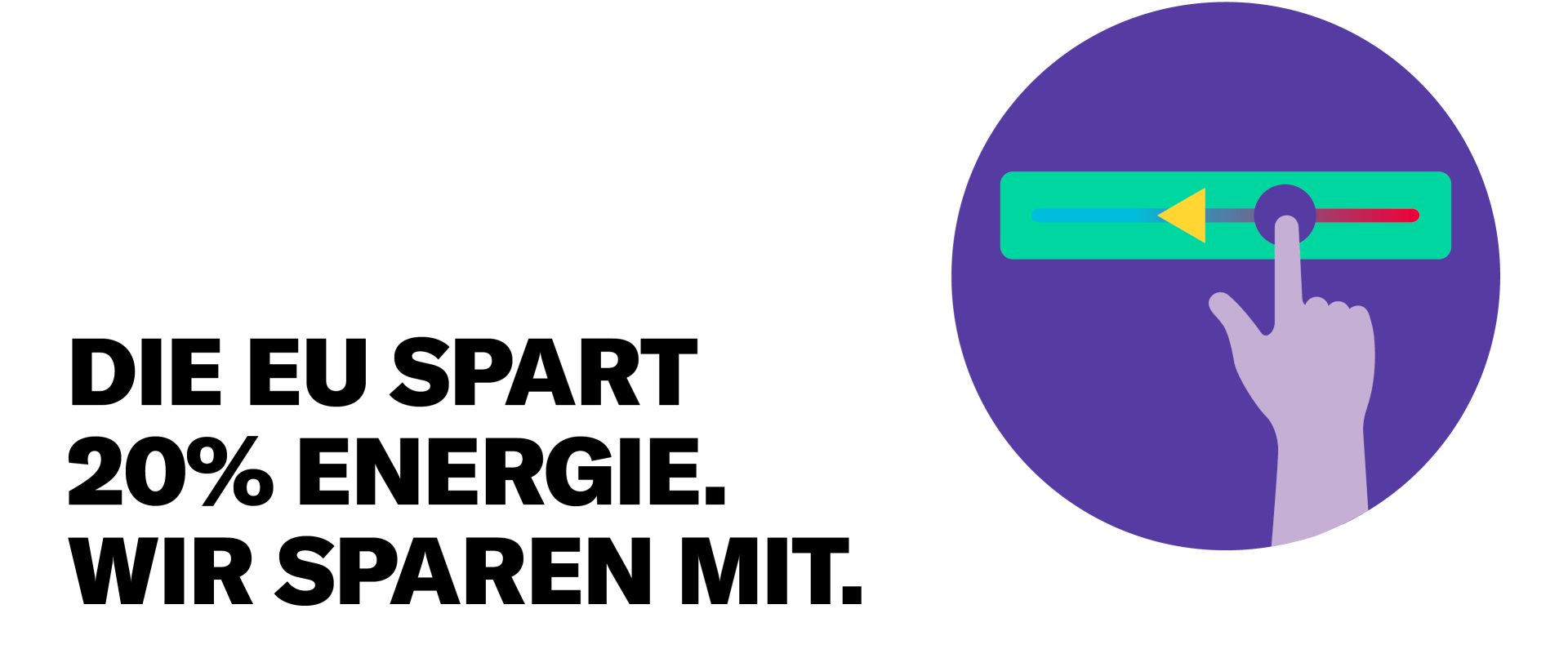 Illustration eines grünen Schiebereglers, der nach links verschoben wird, auf einem violetten Hintergrund.